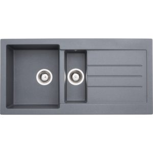Abode Xcite 1.5 Bowl Inset Grey Composite Kitchen Sink