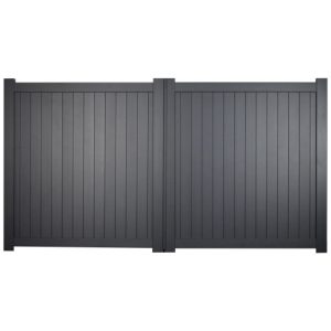Canterbury Double Swing Flat Top Driveway Gate with Vertical Solid Infill 3000 x 1800mm Grey