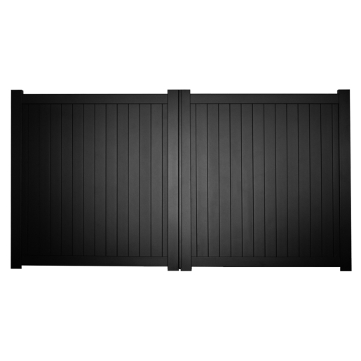 Canterbury Double Swing Flat Top Driveway Gate with Vertical Solid Infill 3500 x 2000mm Black