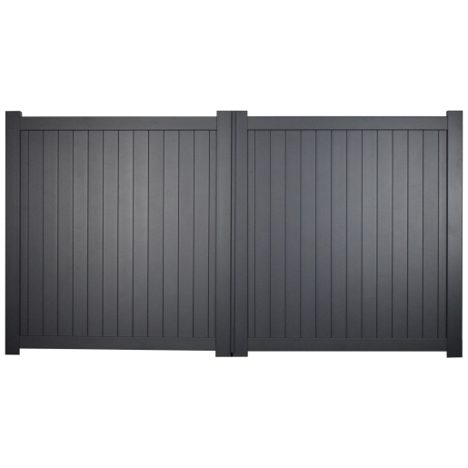 Canterbury Double Swing Flat Top Driveway Gate with Vertical Solid Infill 4000 x 2200mm Grey