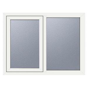 Crystal Upvc Window White A Rated Left Hand Side Hung Next to A Fixed Light 1190mm x 1190mm Obscure Glazing