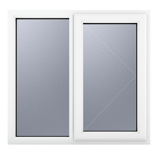 Crystal Upvc Window White A Rated Right Hand Side Hung Next to A Fixed Light 1190mm x 1190mm Obscure Glazing