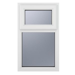 Crystal Upvc Window White A Rated Top Hung Opener Over Fixed Light 905mm x 1040mm Obscure Glazing