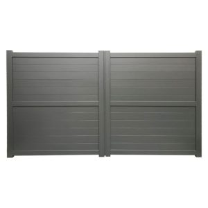 Dartmoor Double Swing Flat Top Driveway Gate with Horizontal Solid Infill 3250 x 1600mm Grey