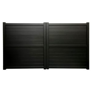 Dartmoor Double Swing Flat Top Driveway Gate with Horizontal Solid Infill 3500 x 1600mm Black