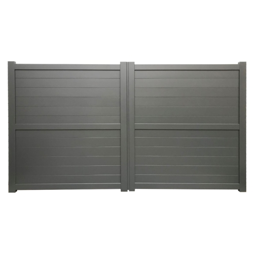 Dartmoor Double Swing Flat Top Driveway Gate with Horizontal Solid Infill 3500 x 1600mm Grey
