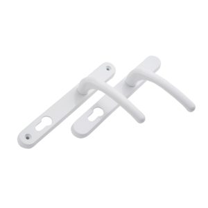 Fab and Fix Balmoral Long Back plate Lever Sprung Composite/PVC Door Handle White Finish 92mm PZ