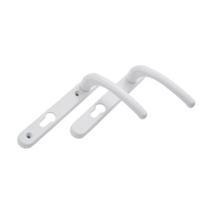 Fab and Fix Windsor Short Backplate Lever Lever Sprung Composite/PVC Door Handle White Finish 92mm PZ