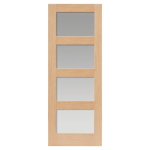 JB Kind Nevis Oak Unfinished 4 Light Glazed Door 1981 x 762 x 35mm
