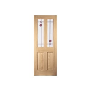 JELD-WEN Oregon 2 Light Mackintosh Interior Amer White Oak Dec Glazed Door 1981x762mm