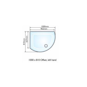 Kudos Concept 2 Tray Offset Left Hand White 1000mm x 810mm
