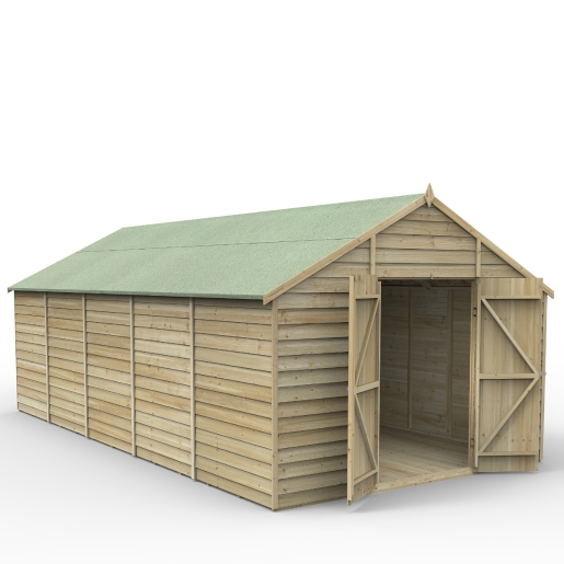 Overlap Pressure Treated 10 x 20 Apex Shed - No WINDOW, Double Door Home Delivery